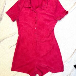 Vibrant Pink Button-Up Romper